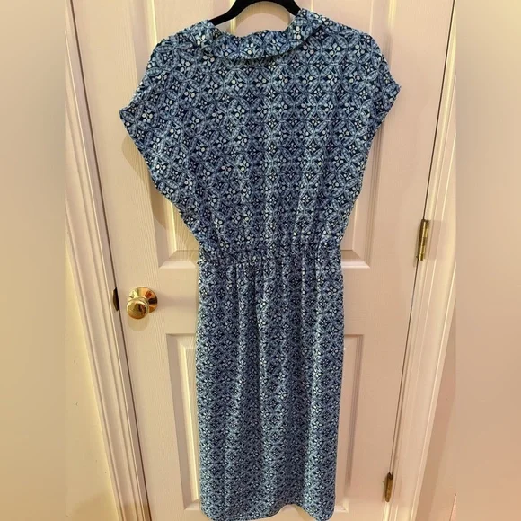 NWT Lucky Brand Navy Patterned Dress Tie Waist - Picture 7 of 9